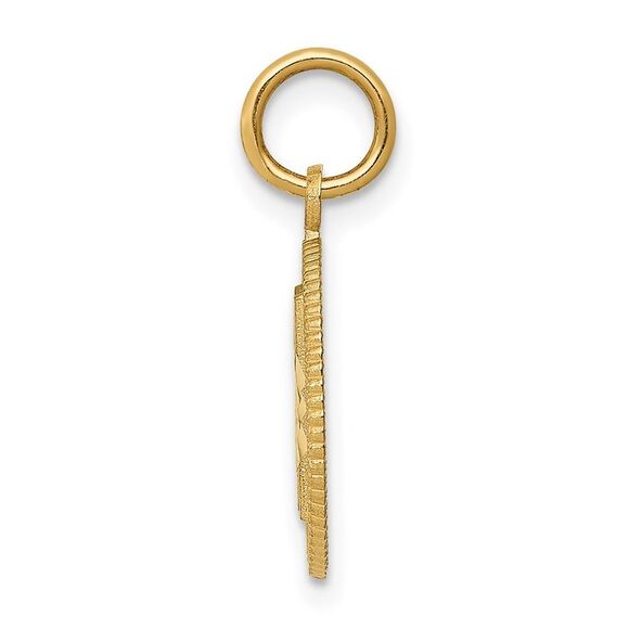 14k Yellow Gold Diamond Cut Number 21 Circle Charm or Pendant, 13mm - Picture 2 of 5